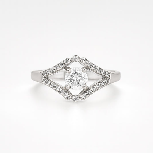 Geometric Halo Sterling Silver Ring – Unique Diamond