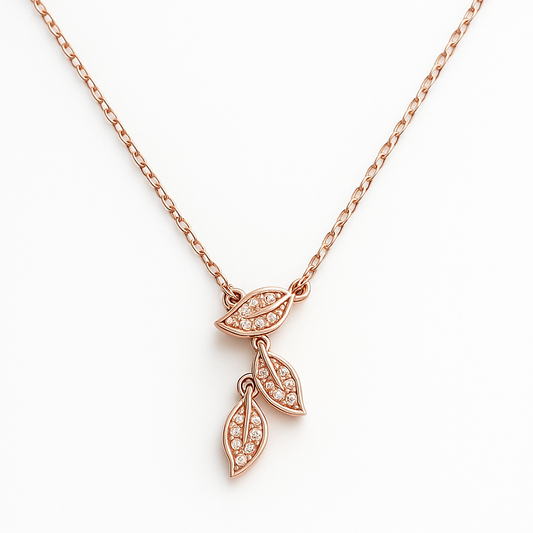 Elegant Rose Gold Plated Leaf Pendant Necklace
