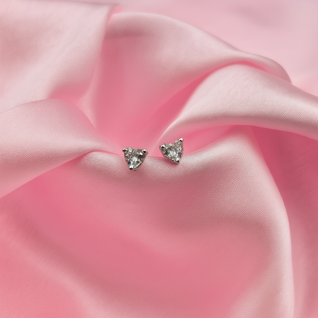 Dainty Heart-Shaped Silver Stud Earrings