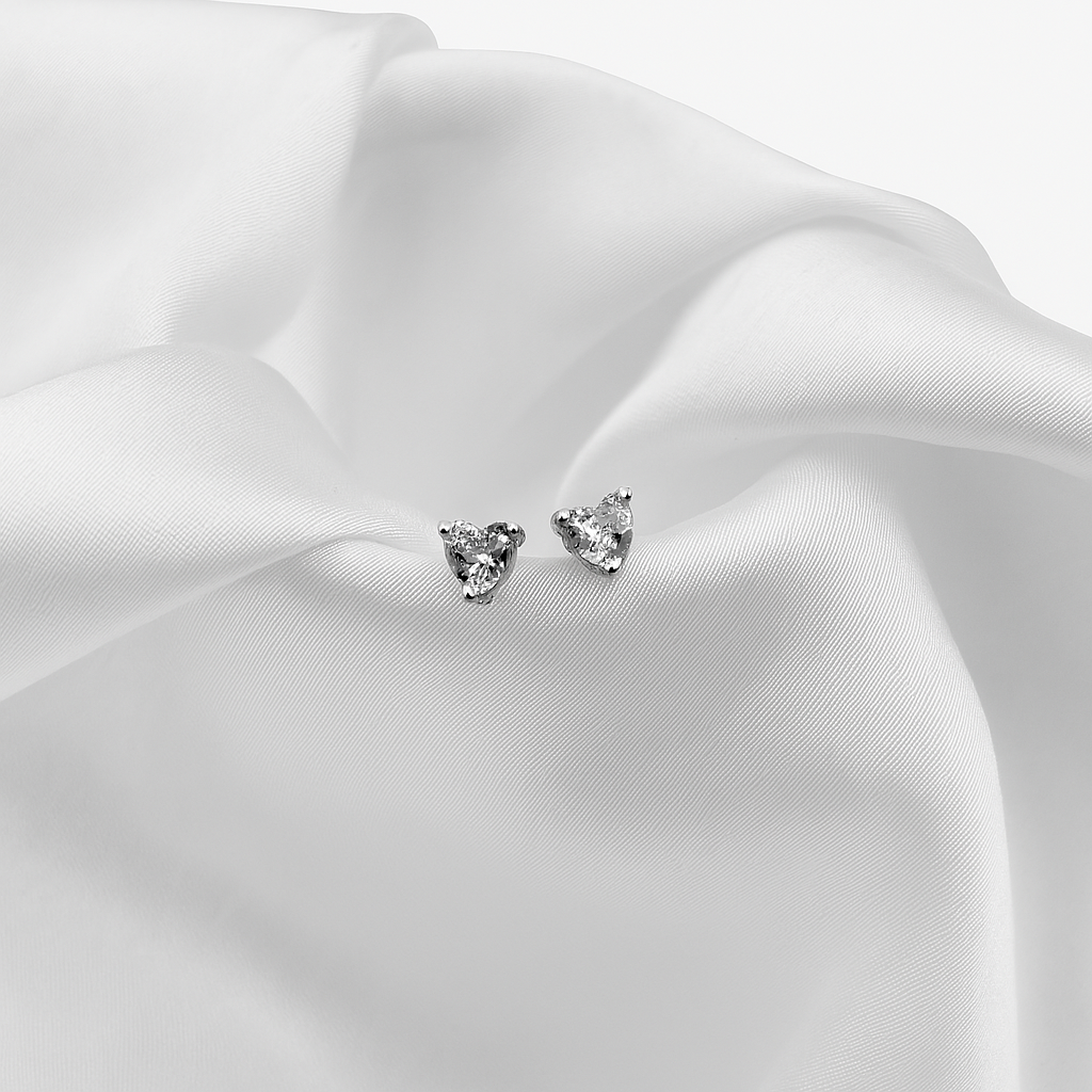 Dainty Heart-Shaped Silver Stud Earrings