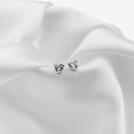 Dainty Heart-Shaped Silver Stud Earrings
