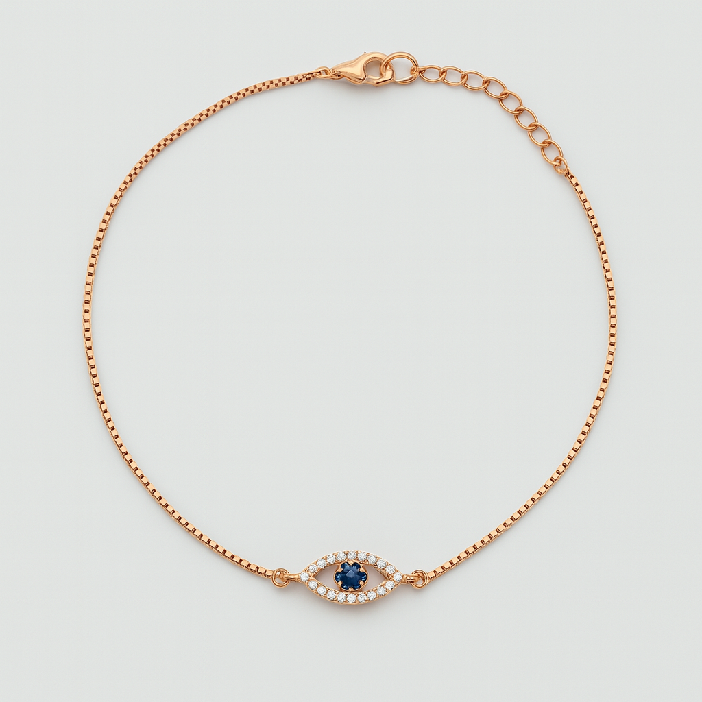 Rose Gold Silver Evil Eye Anklet