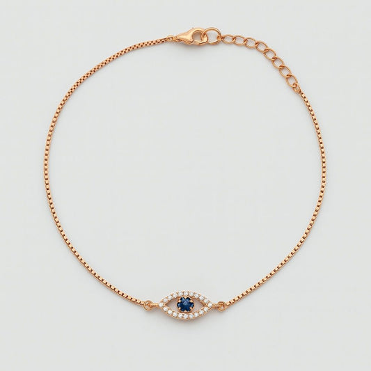 Rose Gold Silver Evil Eye Anklet