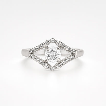 Geometric Halo Sterling Silver Ring – Unique Diamond