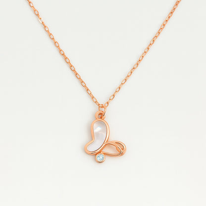 Rose Gold Butterfly Pendant with Mother of Pearl