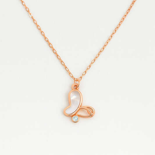 Rose Gold Butterfly Pendant with Mother of Pearl