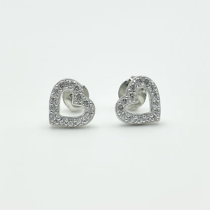 Sparkling Silver Heart Stud Earrings