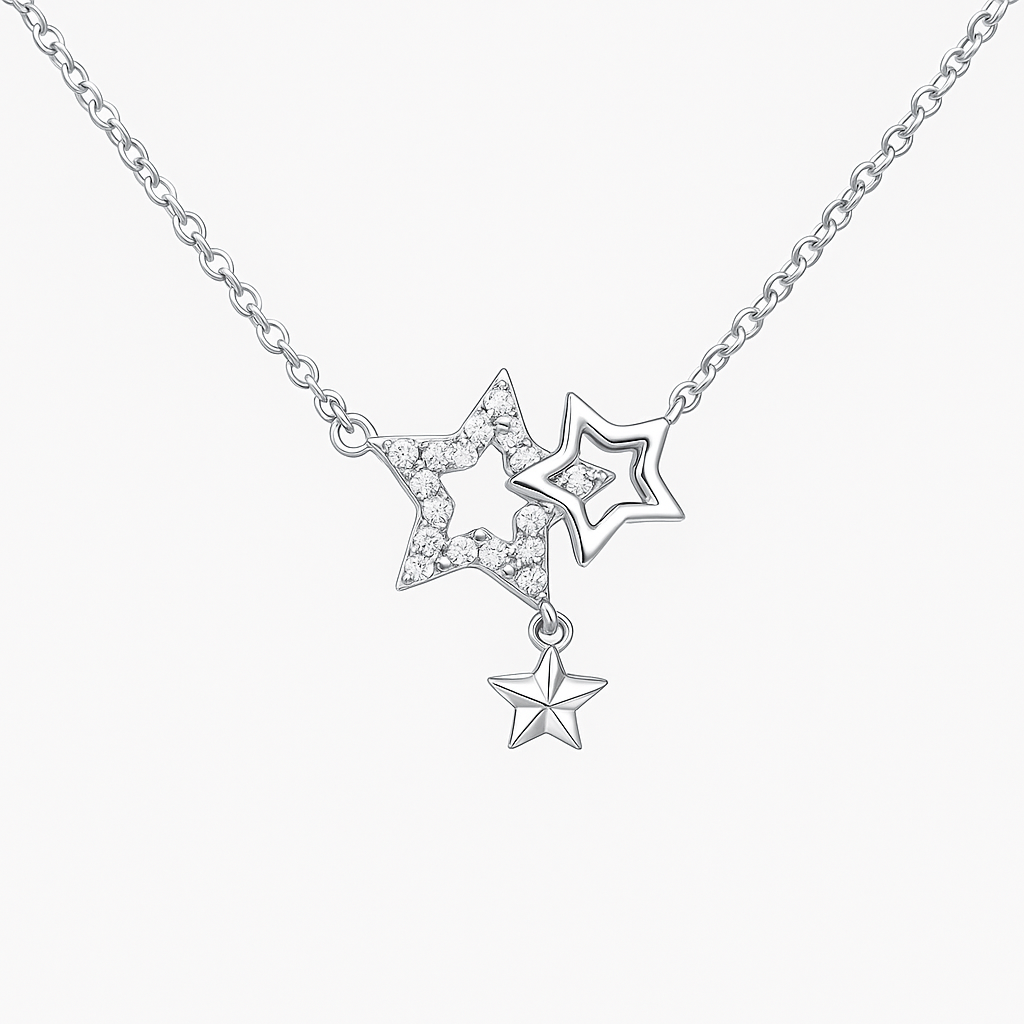 Triple Star Silver Pendant