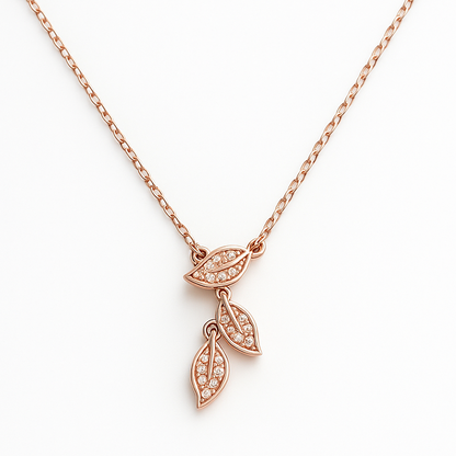 Elegant Rose Gold Plated Leaf Pendant Necklace