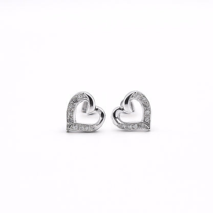 Delicate Silver Heart Stud Earrings