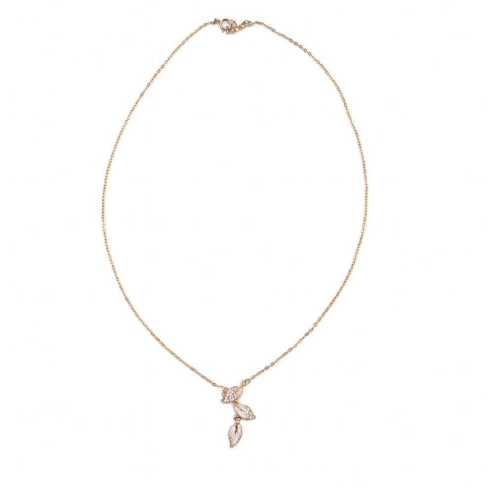 Elegant Rose Gold Plated Leaf Pendant Necklace