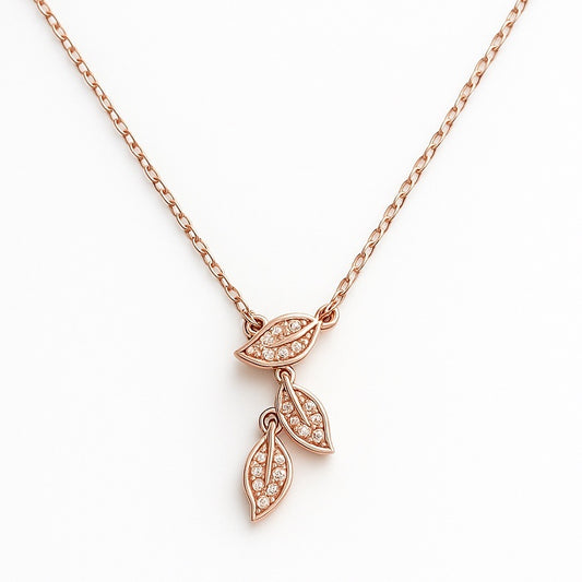 Elegant Rose Gold Plated Leaf Pendant Necklace