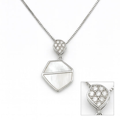 Modern Geometric Mother of Pearl Silver Pendant