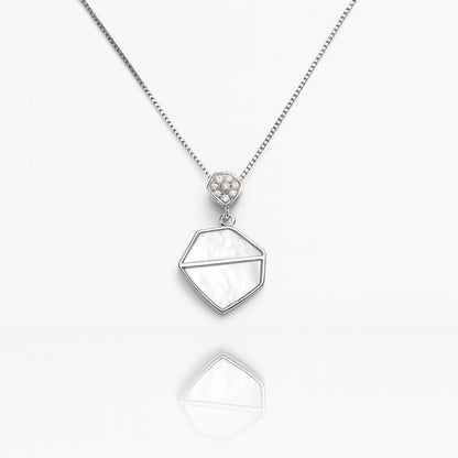Modern Geometric Mother of Pearl Silver Pendant
