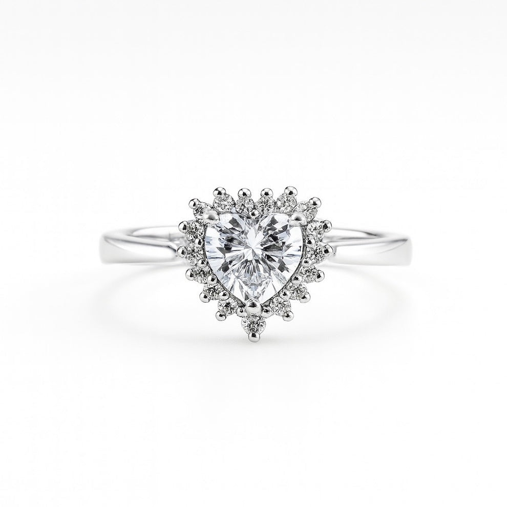 Heart-shaped diamond ring for women, perfect for planning a romantic date