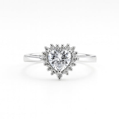 Heart-shaped diamond ring for women, perfect for planning a romantic date