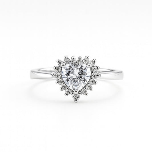 Heart-shaped diamond ring for women, perfect for planning a romantic date