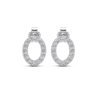 Sparkling Oval Silver Stud Earrings
