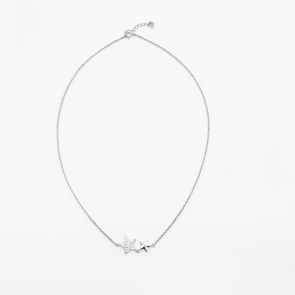 Sterling Silver Twin Star Pendant Necklace