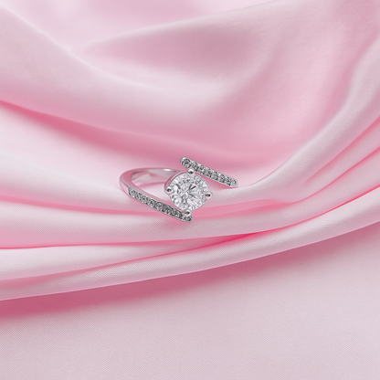 Sterling Silver Bypass Solitaire Ring Minimalist Everyday Wear