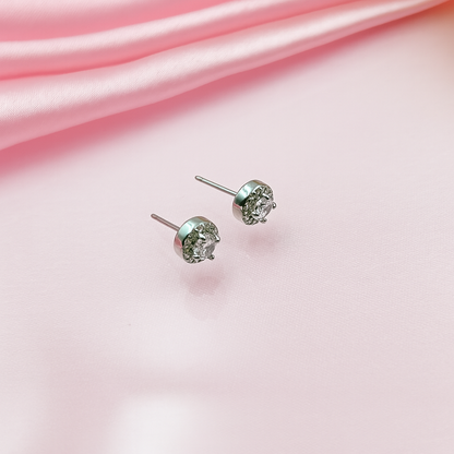 Sparkling Halo Silver Stud Earrings