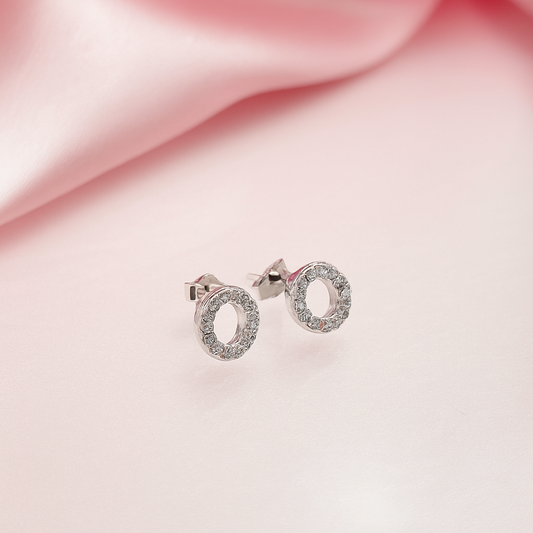 Sparkling Oval Silver Stud Earrings