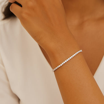 Elegant Adjustable Silver Tennis Bracelet With Sparkling CZ Stones