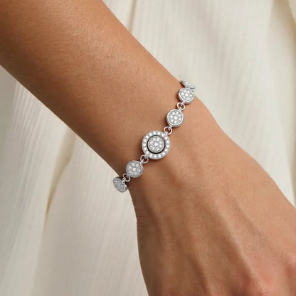 Silver Bracelet With Sparkling Round center Stone
