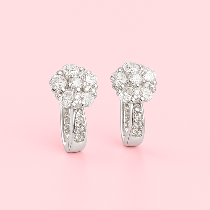 Elegant Silver Flower Earrings with Sparkling Stones