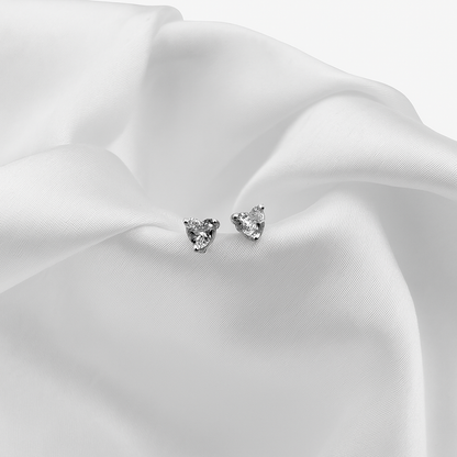 Dainty Heart-Shaped Silver Stud Earrings