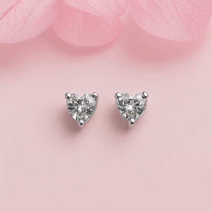 Dainty Heart-Shaped Silver Stud Earrings