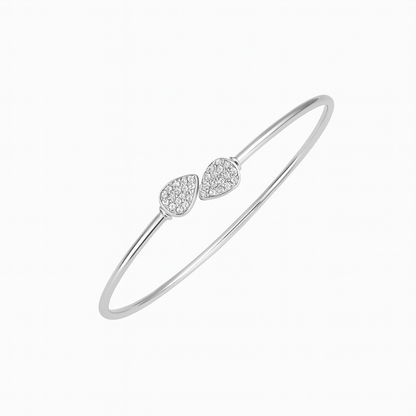 Slim Silver Bangle With Sparkling Teardrop Accents
