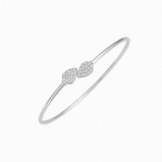 Slim Silver Bangle With Sparkling Teardrop Accents