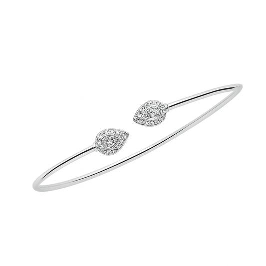 Minimal Silver Bangle With Sparkling Teardrop Ends
