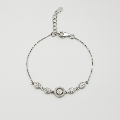 Silver Bracelet With Sparkling Round center Stone