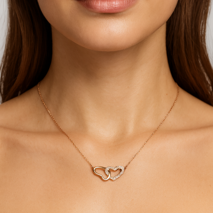 Rose Gold Interlocking Hearts Pendant