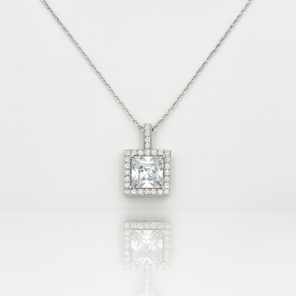 Princess Cut Sparkle Silver Pendant