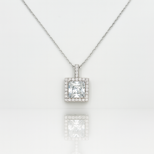 Princess Cut Sparkle Silver Pendant