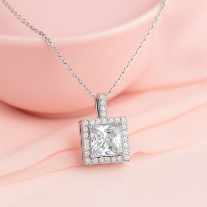 Princess Cut Sparkle Silver Pendant