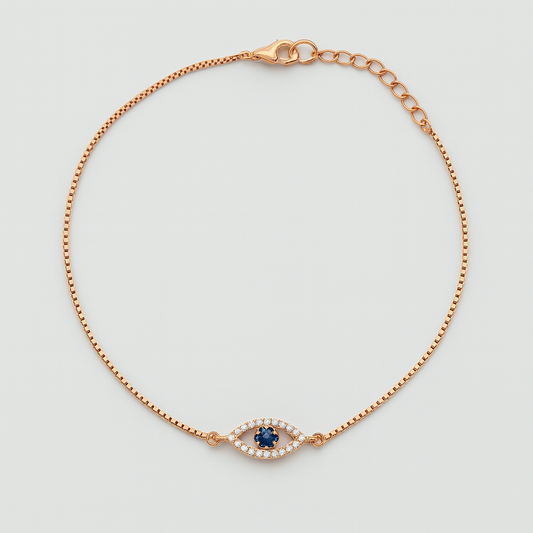 Rose Gold Silver Evil Eye Anklet