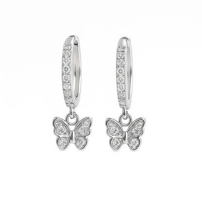 Silver Butterfly Hoop Earrings