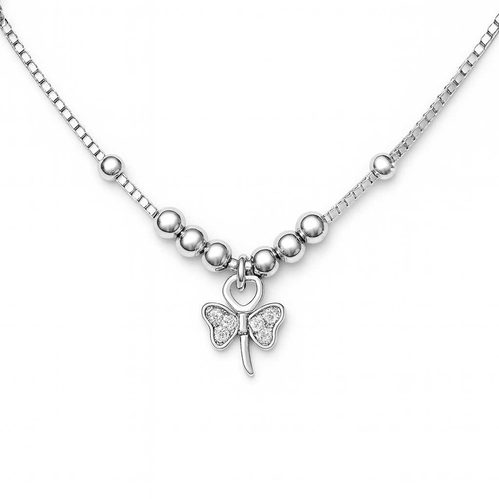 Silver Anklet With Clover Charms Elegant and Lucky
