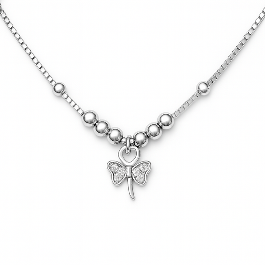 Silver Anklet With Clover Charms Elegant and Lucky