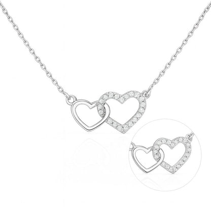 Interlocking Hearts Silver Pendant - romantic minimal necklace