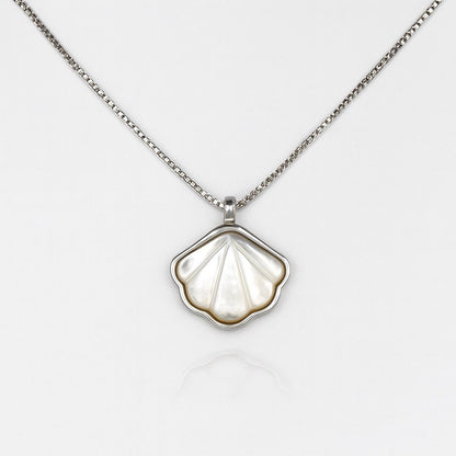 Mother of Pearl Shell Silver Pendant – Minimal Ocean-Inspired Necklace