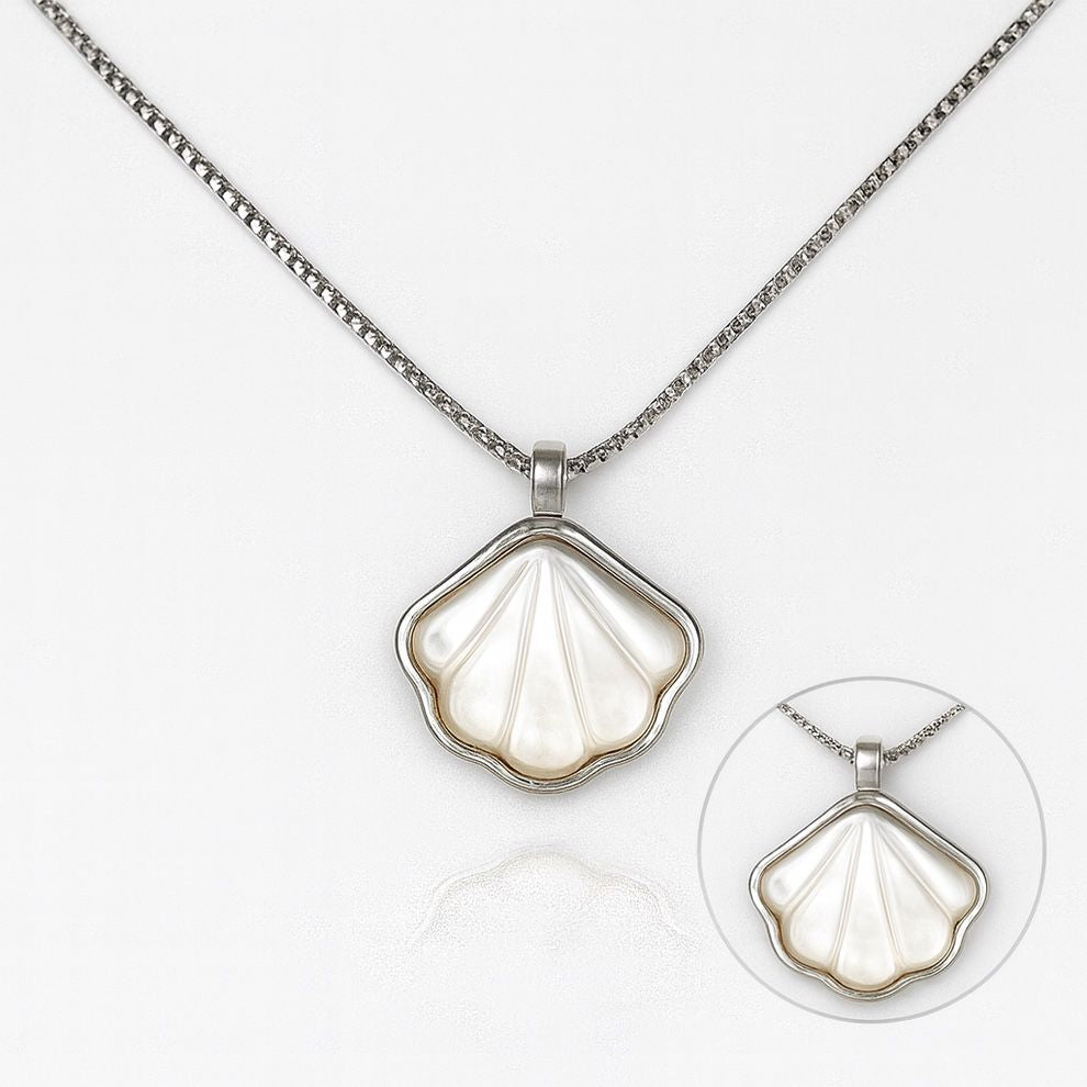 Mother of Pearl Shell Silver Pendant – Minimal Ocean-Inspired Necklace