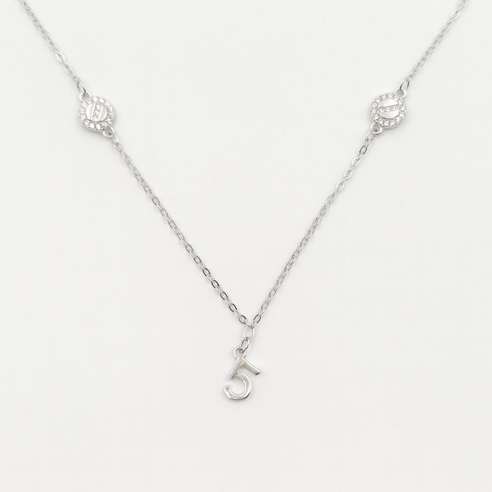 Minimal Silver Number 5 Pendant Necklace