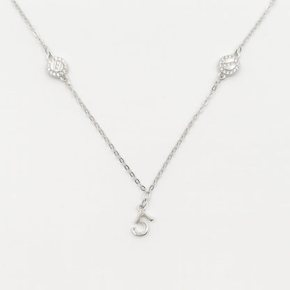 Minimal Silver Number 5 Pendant Necklace