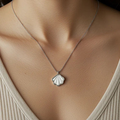 Mother of Pearl Shell Silver Pendant – Minimal Ocean-Inspired Necklace
