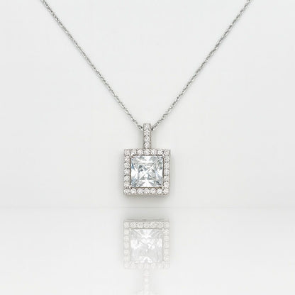 Princess Cut Sparkle Silver Pendant